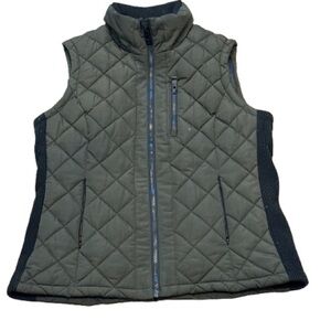 Andrew Marc Quilted Zip Vest Olive Green Womens Small
